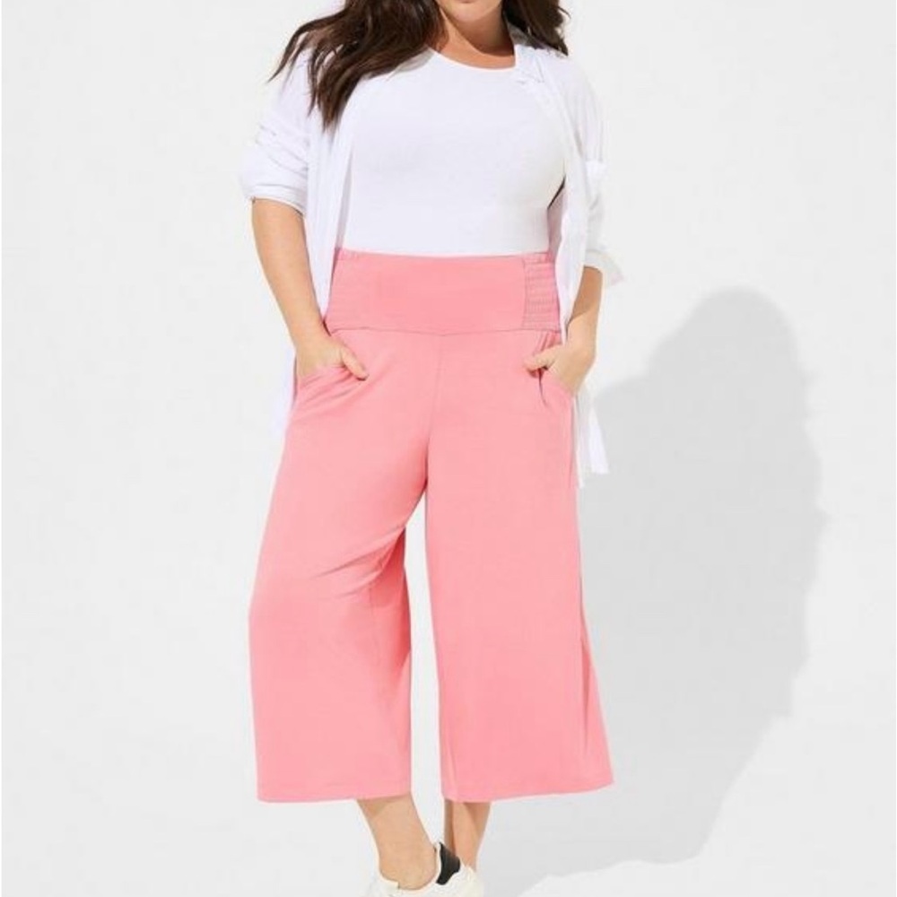 Torrid Crop Wide Leg Smocked Waist Pant